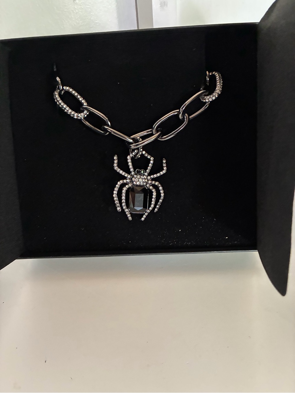 Betsey Johnson Black & Silver Spider Pendant Necklace - Picture 2 of 4